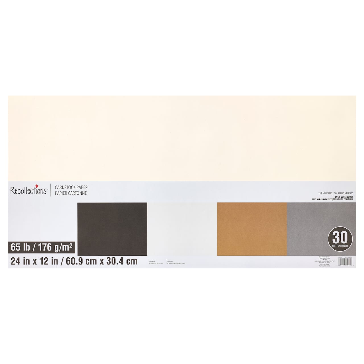 9 Packs: 30 ct. (270 total) Neutral 12" x 24" Cardstock Paper by Recollections™